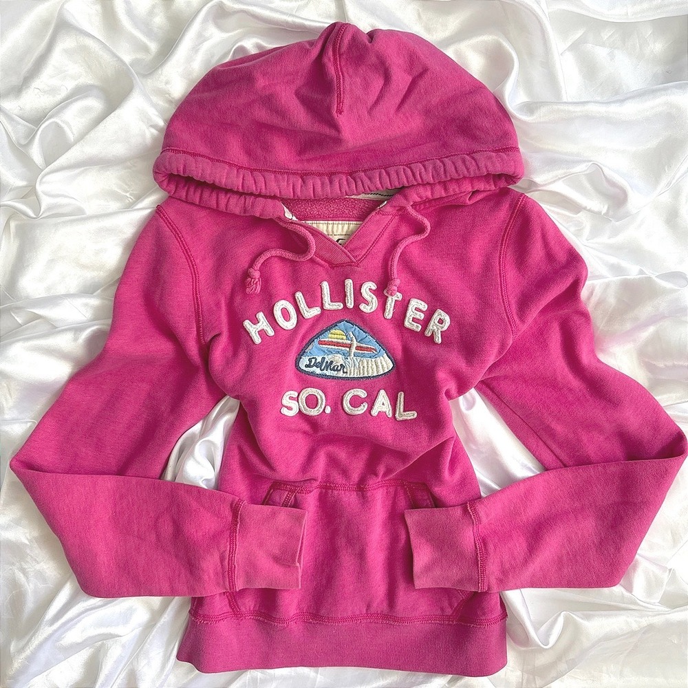 Hollister California Pink Pullover Hoodie Del Mar Patch Logo Large